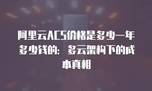 阿里云ACS价格是多少一年多少钱的：多云架构下的成本真相