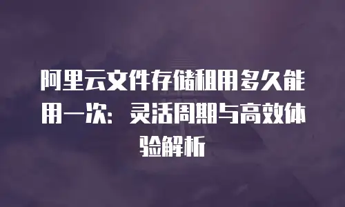 阿里云文件存储租用多久能用一次：灵活周期与高效体验解析
