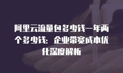 阿里云流量包多少钱一年两个多少钱：企业带宽成本优化深度解析