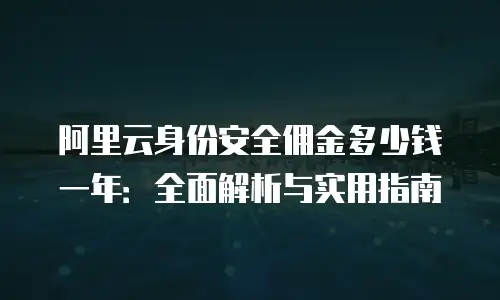 阿里云身份安全佣金多少钱一年：全面解析与实用指南