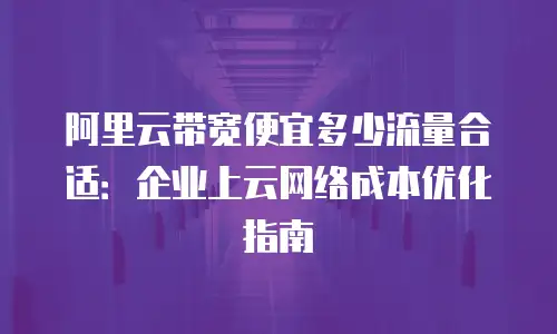 阿里云带宽便宜多少流量合适：企业上云网络成本优化指南