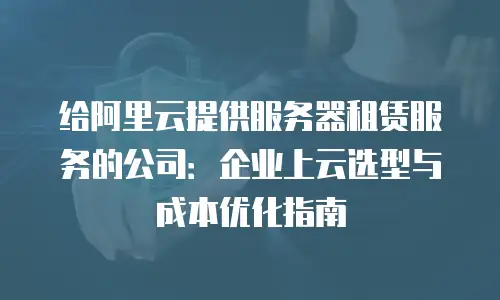 给阿里云提供服务器租赁服务的公司：企业上云选型与成本优化指南