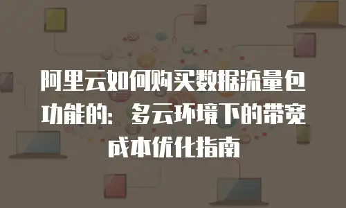 阿里云如何购买数据流量包功能的：多云环境下的带宽成本优化指南