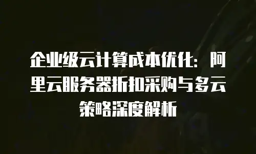 企业级云计算成本优化：阿里云服务器折扣采购与多云策略深度解析