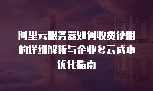 阿里云服务器如何收费使用的详细解析与企业多云成本优化指南