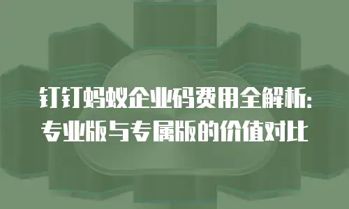 钉钉蚂蚁企业码费用全解析：专业版与专属版的价值对比