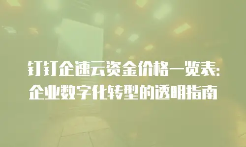 钉钉企速云资金价格一览表：企业数字化转型的透明指南