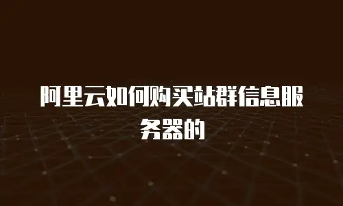 阿里云如何购买站群信息服务器的