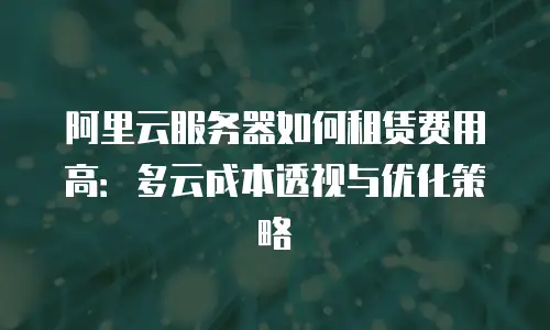 阿里云服务器如何租赁费用高：多云成本透视与优化策略
