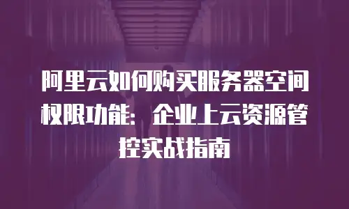 阿里云如何购买服务器空间权限功能：企业上云资源管控实战指南