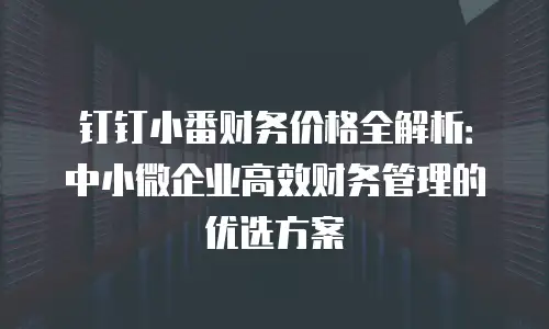 钉钉小番财务价格全解析：中小微企业高效财务管理的优选方案