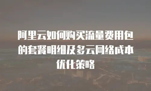 阿里云如何购买流量费用包的套餐明细及多云网络成本优化策略
