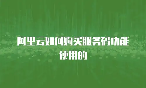 阿里云如何购买服务码功能使用的