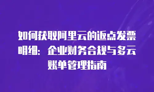 如何获取阿里云的返点发票明细：企业财务合规与多云账单管理指南