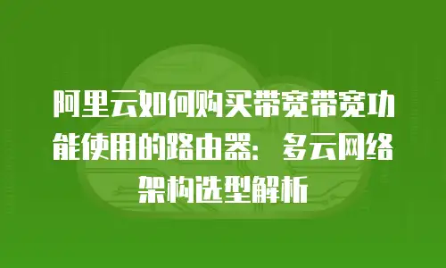 阿里云如何购买带宽带宽功能使用的路由器：多云网络架构选型解析