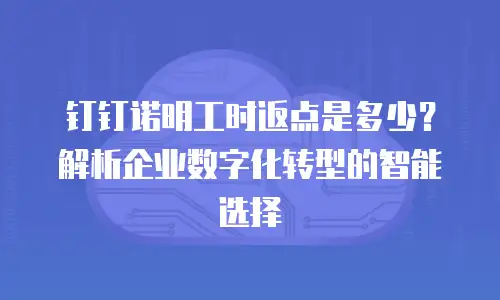 钉钉诺明工时返点是多少？解析企业数字化转型的智能选择