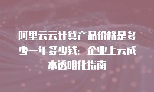 阿里云云计算产品价格是多少一年多少钱：企业上云成本透明化指南