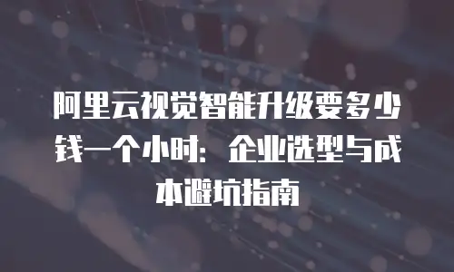 阿里云视觉智能升级要多少钱一个小时：企业选型与成本避坑指南
