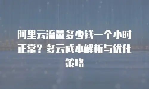 阿里云流量多少钱一个小时正常？多云成本解析与优化策略