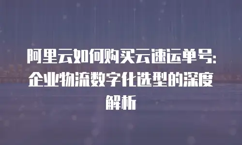 阿里云如何购买云速运单号：企业物流数字化选型的深度解析