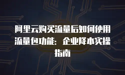 阿里云购买流量后如何使用流量包功能：企业降本实操指南