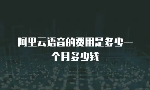 阿里云语音的费用是多少一个月多少钱
