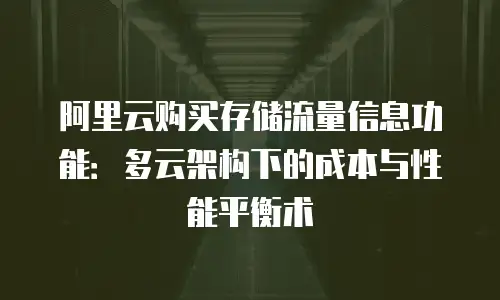 阿里云购买存储流量信息功能：多云架构下的成本与性能平衡术