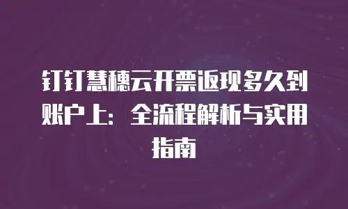 钉钉慧穗云开票返现多久到账户上：全流程解析与实用指南