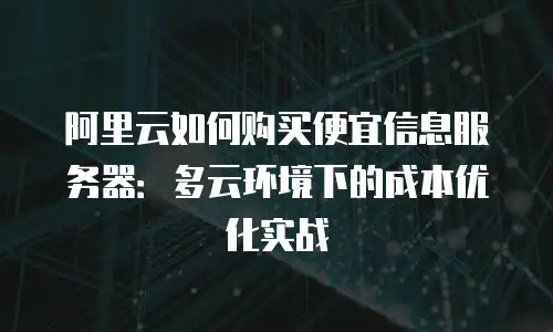 阿里云如何购买便宜信息服务器：多云环境下的成本优化实战