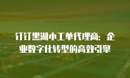 钉钉黑湖小工单代理商：企业数字化转型的高效引擎