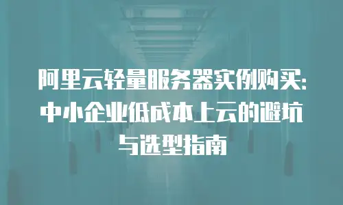 阿里云轻量服务器实例购买：中小企业低成本上云的避坑与选型指南