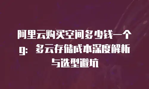 阿里云购买空间多少钱一个g：多云存储成本深度解析与选型避坑