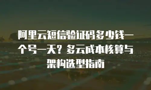阿里云短信验证码多少钱一个号一天？多云成本核算与架构选型指南