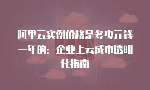 阿里云实例价格是多少元钱一年的：企业上云成本透明化指南