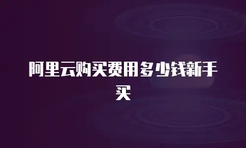 阿里云购买费用多少钱新手买