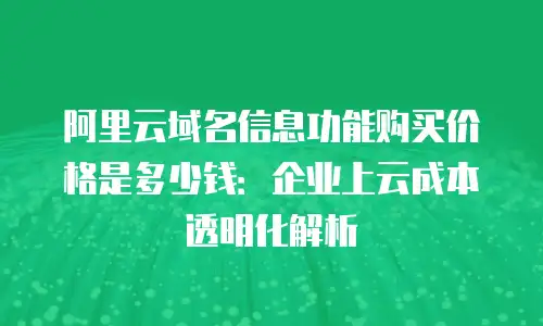 阿里云域名信息功能购买价格是多少钱：企业上云成本透明化解析