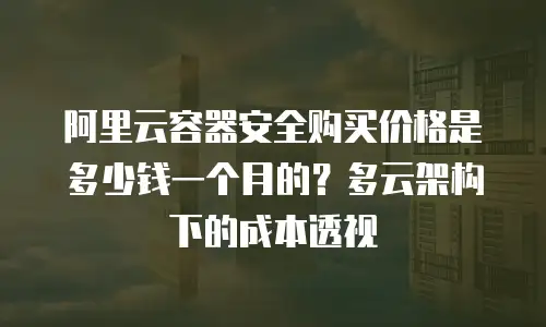 阿里云容器安全购买价格是多少钱一个月的？多云架构下的成本透视