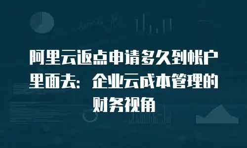 阿里云返点申请多久到帐户里面去：企业云成本管理的财务视角