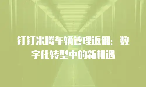 钉钉米腾车辆管理返佣：数字化转型中的新机遇