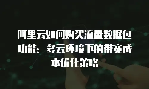 阿里云如何购买流量数据包功能：多云环境下的带宽成本优化策略
