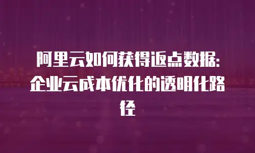 阿里云如何获得返点数据：企业云成本优化的透明化路径