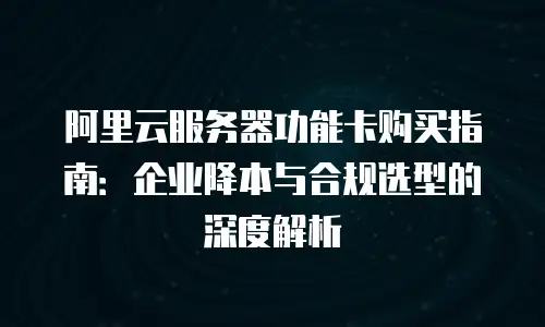 阿里云服务器功能卡购买指南：企业降本与合规选型的深度解析