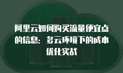 阿里云如何购买流量便宜点的信息：多云环境下的成本优化实战