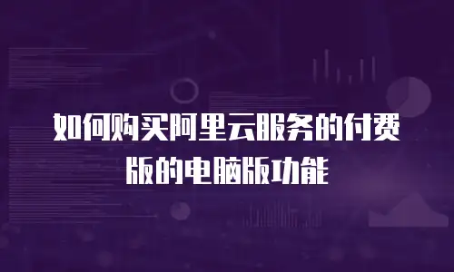 如何购买阿里云服务的付费版的电脑版功能