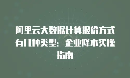 阿里云大数据计算报价方式有几种类型：企业降本实操指南