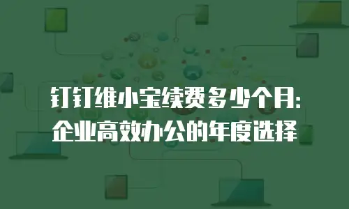 钉钉维小宝续费多少个月：企业高效办公的年度选择