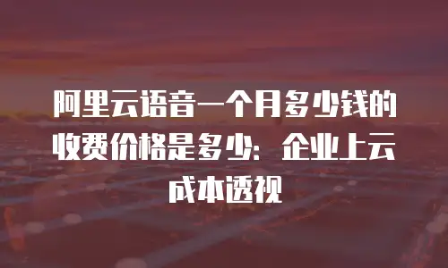 阿里云语音一个月多少钱的收费价格是多少：企业上云成本透视
