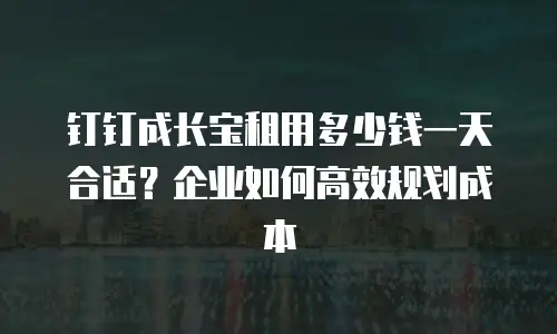 钉钉成长宝租用多少钱一天合适？企业如何高效规划成本