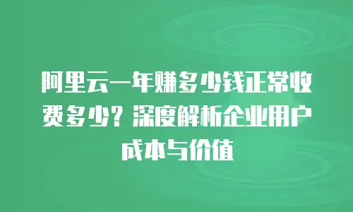 阿里云一年赚多少钱正常收费多少？深度解析企业用户成本与价值