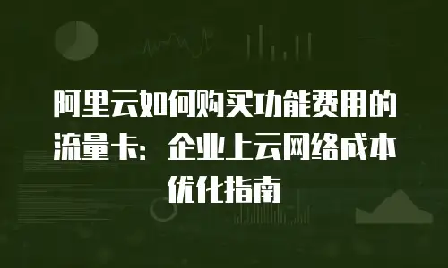 阿里云如何购买功能费用的流量卡：企业上云网络成本优化指南